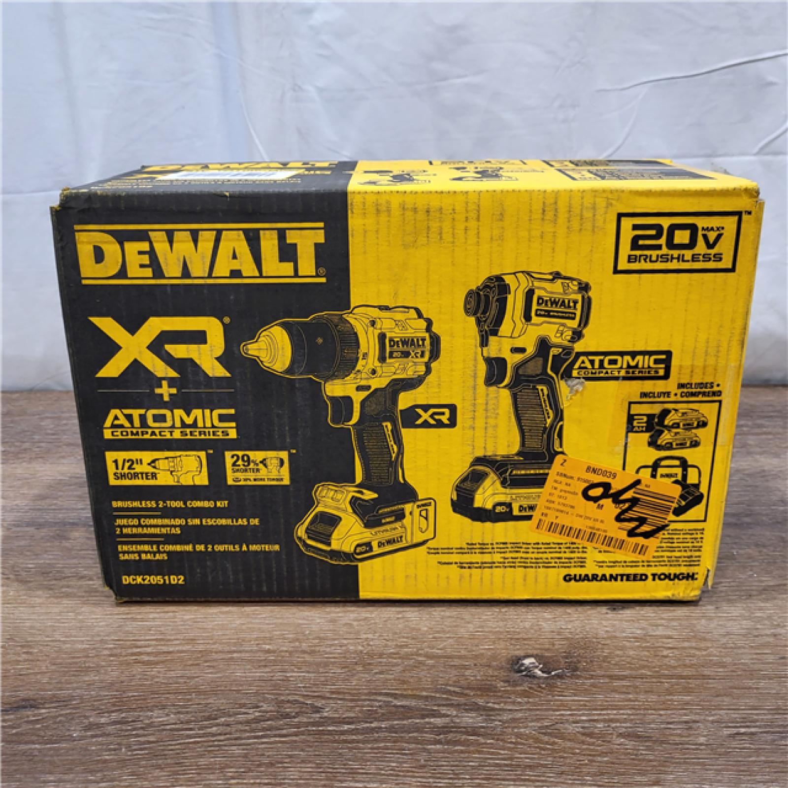 AS-IS 20V MAX XR Cordless Drill/Driver, ATOMIC Impact Driver 2 Tool Combo Kit, (2) 2.0Ah Batteries, Charger, and Bag