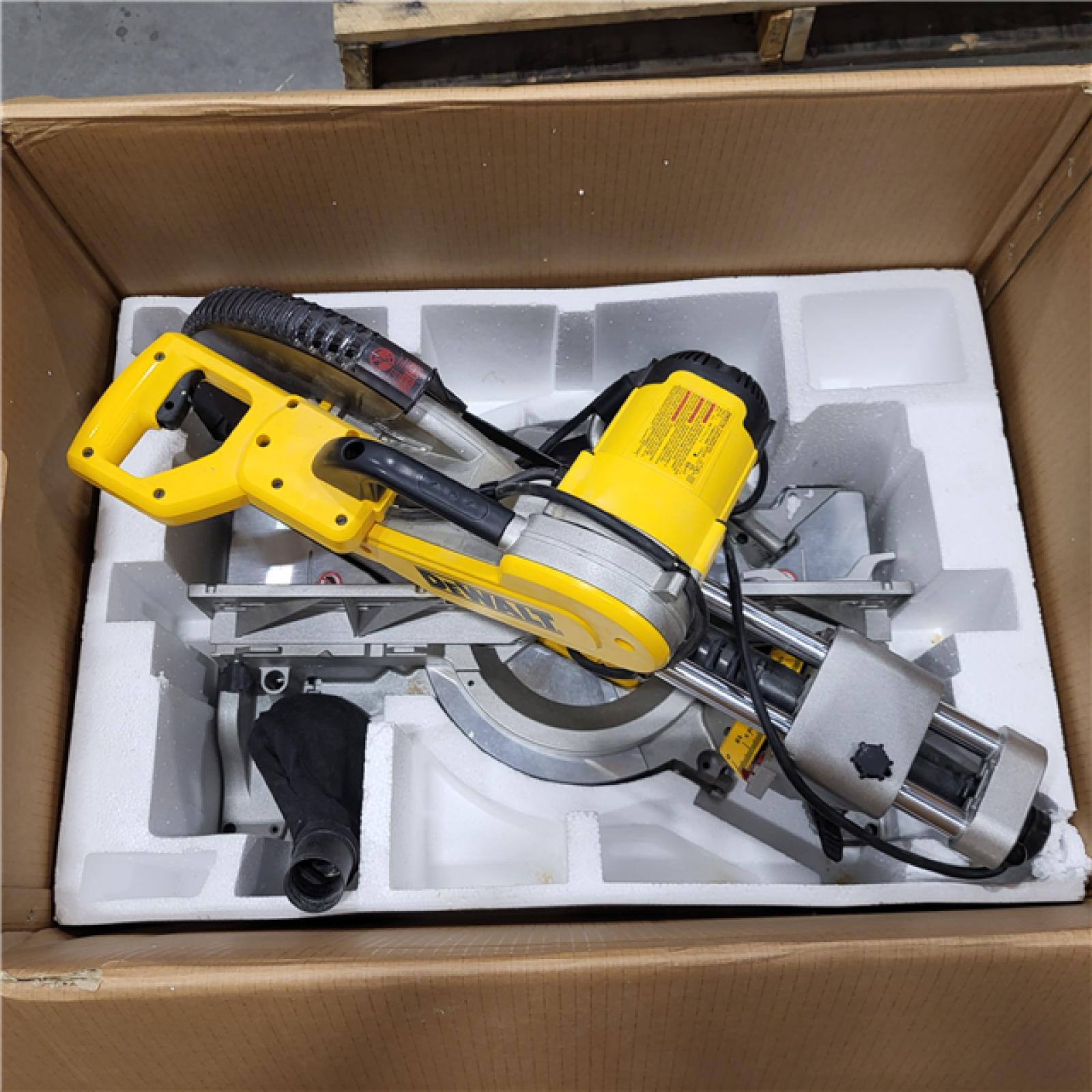 AS-IS 15 Amp Corded 12 in. Double Bevel Sliding Compound Miter Saw, Blade Wrench and Material Clamp