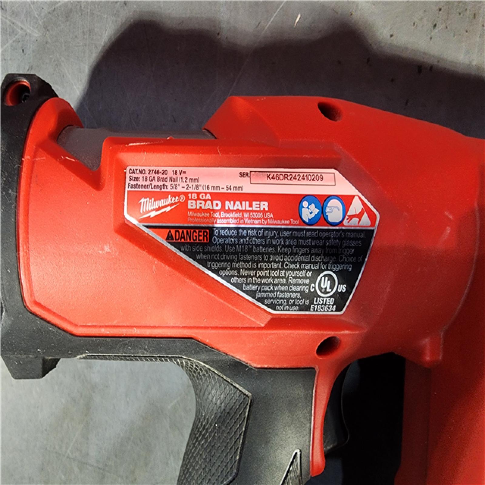 HOUSTON LOCATION - AS-IS Milwaukee M18 Fuel 18V Brushless 18-Gauge Brad Nailer 2746-20 (Bare Tool)