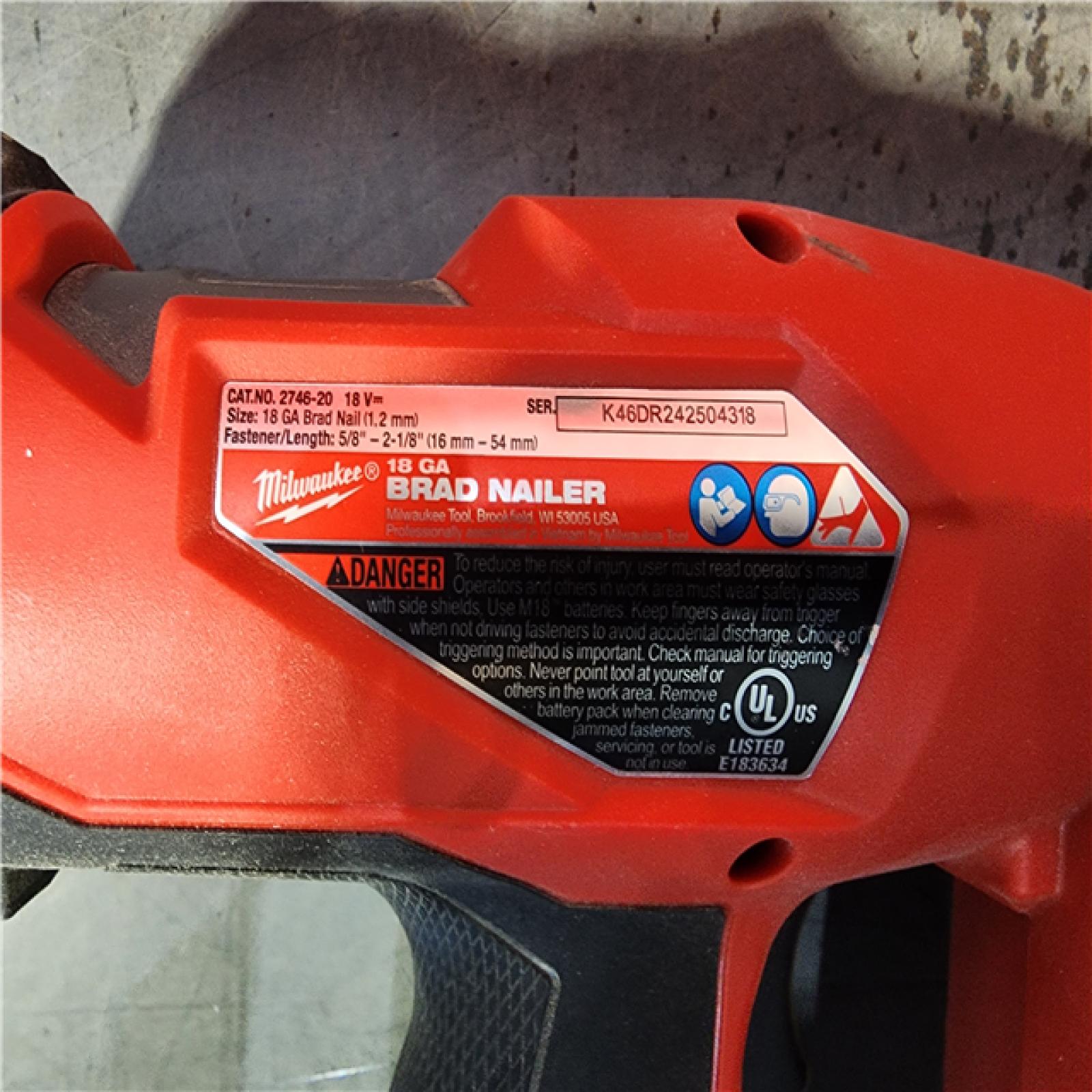 HOUSTON LOCATION - AS-IS Milwaukee M18 Fuel 18V Brushless 18-Gauge Brad Nailer 2746-20 (Bare Tool)