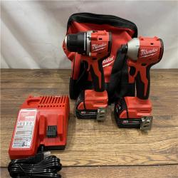 AS IS M18 18V Lithium-Ion Brushless Cordless Compact Drill/Impact Combo Kit (2-Tool) W/(2) 2.0 Ah Batteries, Charger & Bag