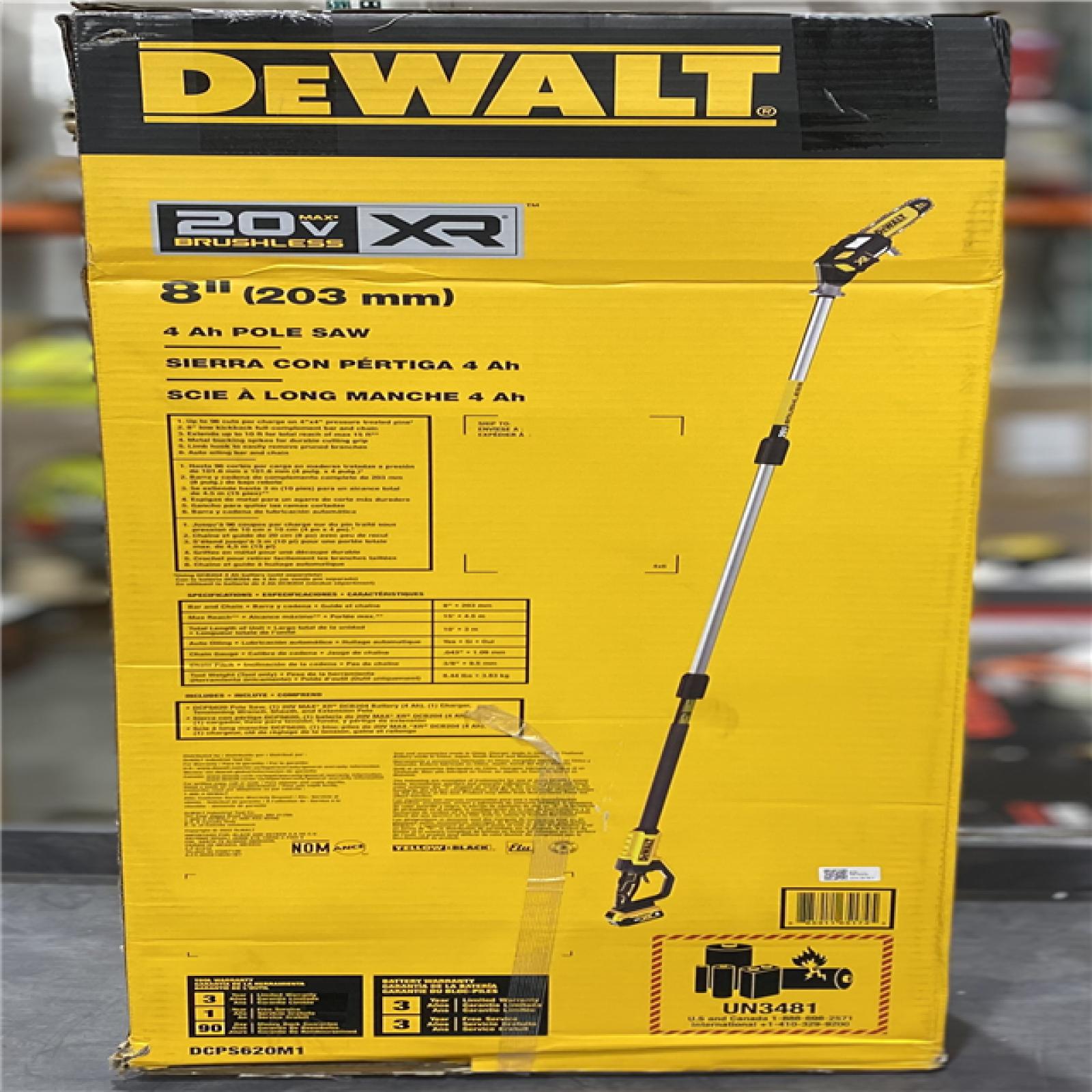 NEW! - DEWALT 20V MAX 8 in. Brushless Cordless Battery Powered Pole Saw Kit with (1) 4 Ah Battery & Charger