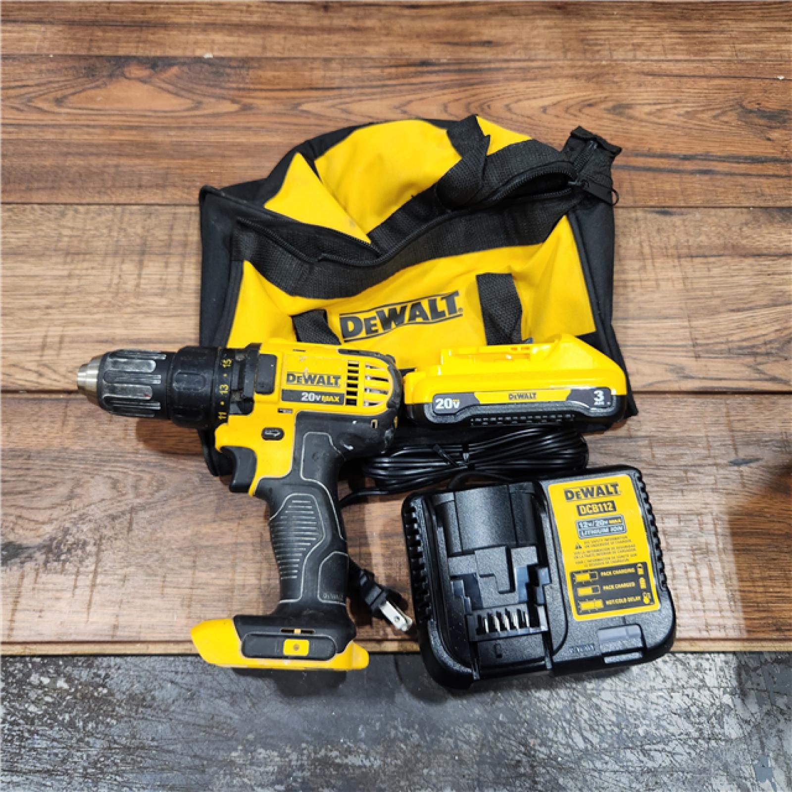 AS-IS DeWalt ATOMIC 20-Volt Lithium-Ion Cordless 1/2 in. Compact Hammer Drill with 3.0Ah Battery, Charger and Bag