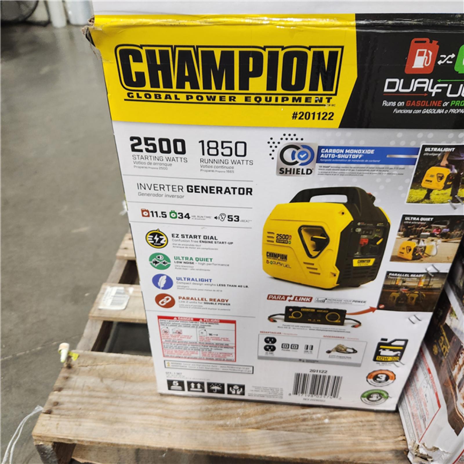 DALLAS LOCATION - AS-IS Champion Power Equipment 5300/4250-Watt Gasoline and Propane Powered Dual Fuel Portable Generator with CO Shield