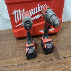 AS-ISMilwaukee M18 FUEL 18V Lithium-Ion Brushless Cordless Hammer Drill and Impact Driver Combo Kit (2-Tool) with 2 Batteries