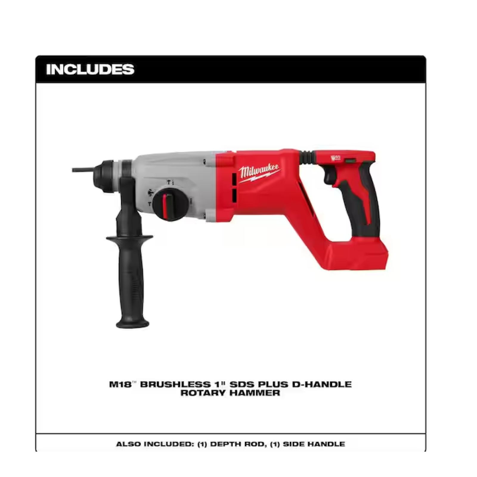 NEW! - Milwaukee M18 18V Lithium-Ion Brushless Cordless 1 in. SDS-Plus D-Handle Rotary Hammer (Tool-Only)