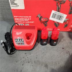 HOUSTON LOCATION - AS-IS (APPEARS LIKE NEW) MILWAUKEE M12 12V Lithium-Ion Cordless Combo Kit (5-Tool) with Two 1.5Ah Batteries, Charger & Tool Bag