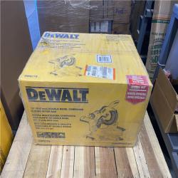 AS-IS DEWALT 15 Amp Corded 12 in. Double Bevel Sliding Compound Miter Saw, Blade Wrench and Material Clamp