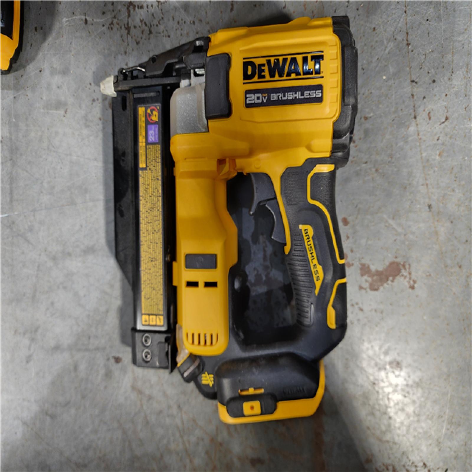 HOUSTON LOCATION - AS-IS DEWALT ATOMIC 20V MAX Lithium Ion Cordless 23 Gauge Pin Nailer Kit with 2.0Ah Battery and Charger