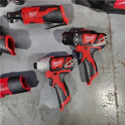 HOUSTON LOCATION - AS-IS (APPEARS LIKE NEW) MILWAUKEE M12 12V Lithium-Ion Cordless Combo Kit (5-Tool) with Two 1.5Ah Batteries, Charger & Tool Bag