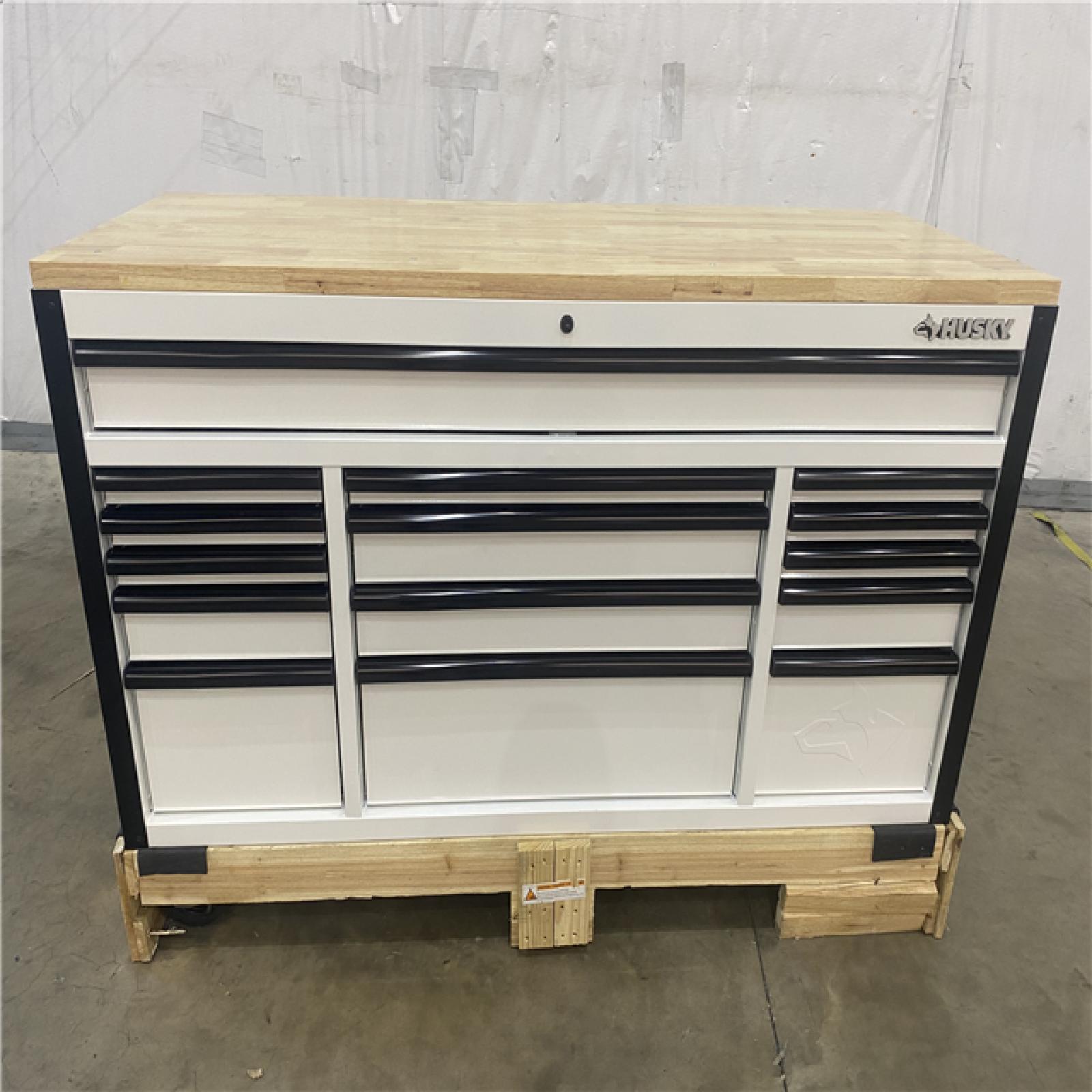 Houston Location - AS-IS Husky 61in. 15-Drawer Heavy Duty Mobile WorkBench