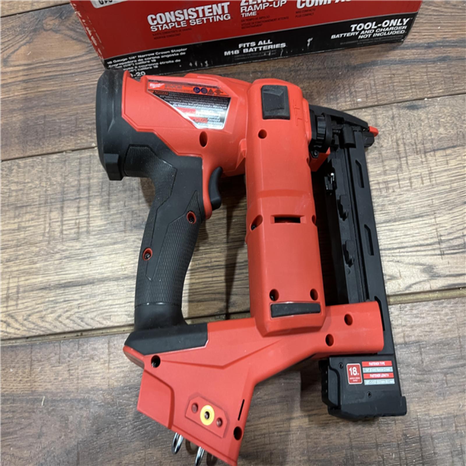 AS-IS MILWAUKEE M18 FUEL 18-Volt Lithium-Ion Brushless Cordless 18-Gauge 1/4 in. Narrow Crown Stapler (Tool-Only)