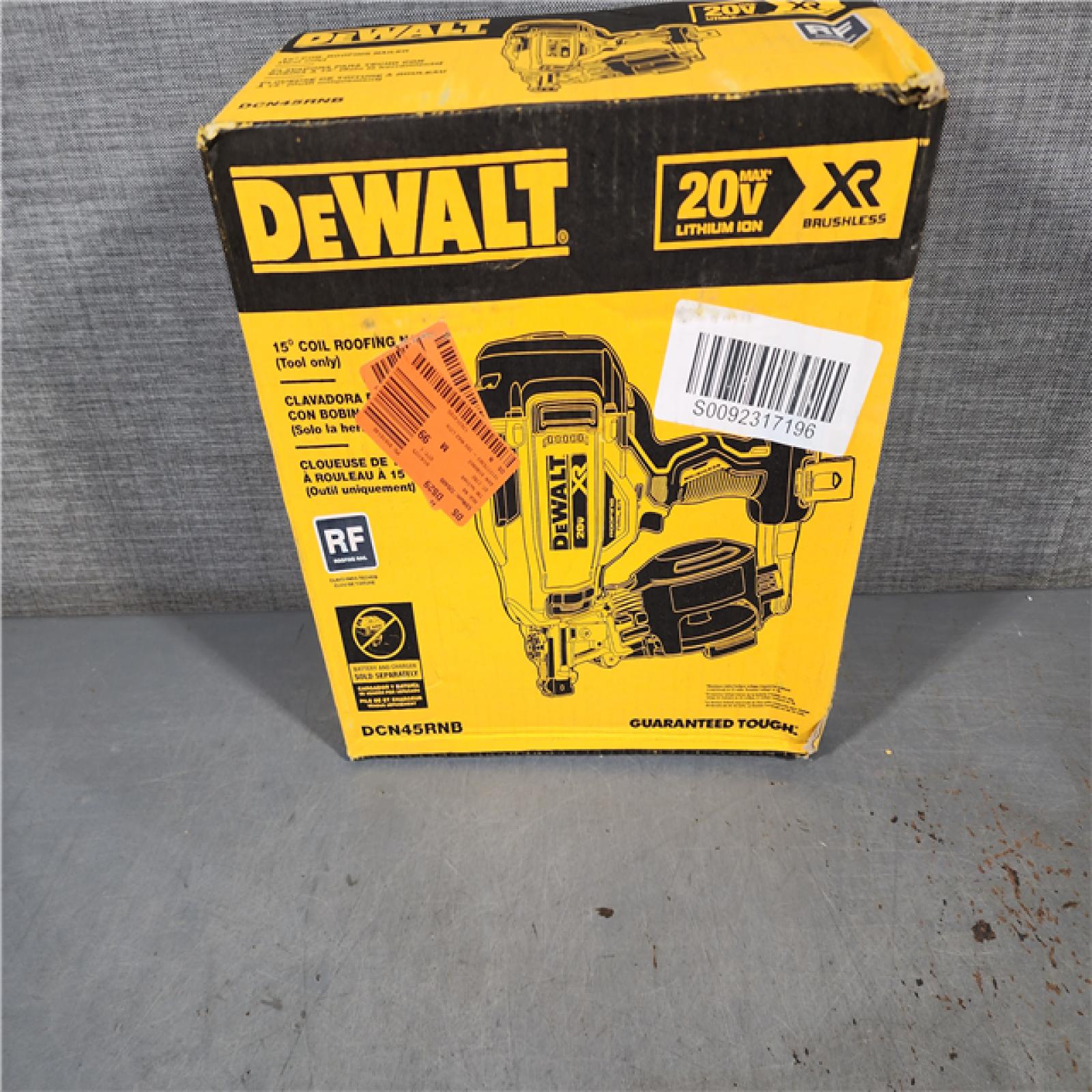 HOUSTON LOCATION - AS-IS DeWalt DCN45RNB 20V Max 15 Degree Cordless Coil Roofing Nailer (Tool Only)