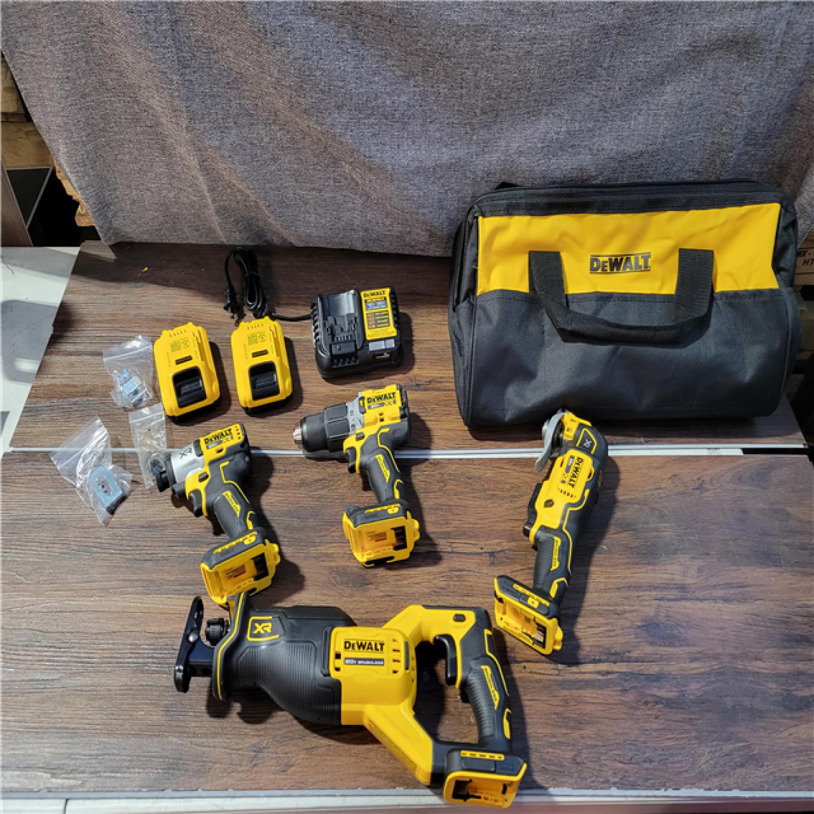 California New DEWALT 4-Tool Combo Kit (2 Batteries, 1 Charger, and Bag Included)