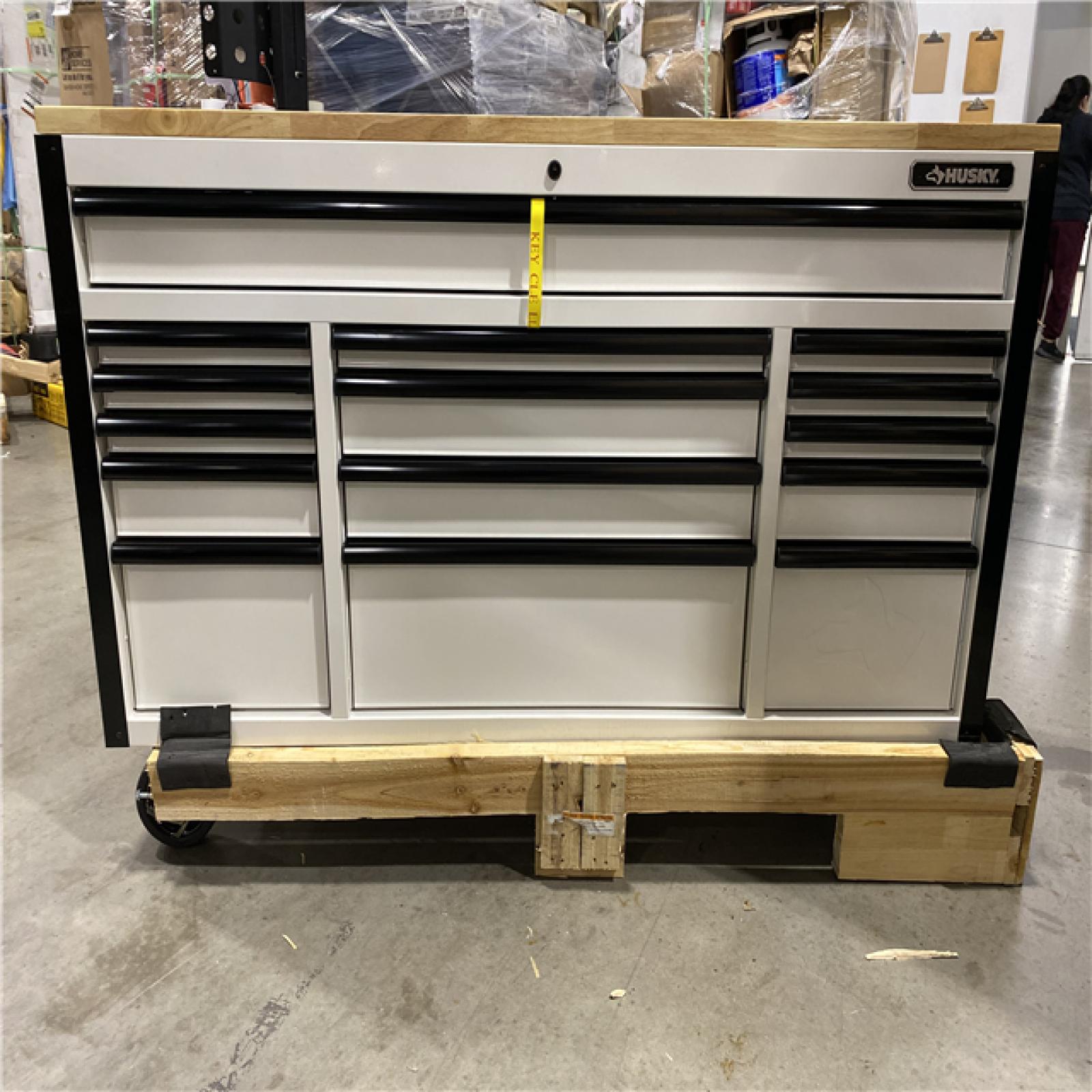 DALLAS LOCATION - Husky Tool Storage 61 in. W x 23 in. D Heavy Duty White Mobile Workbench Tool Chest