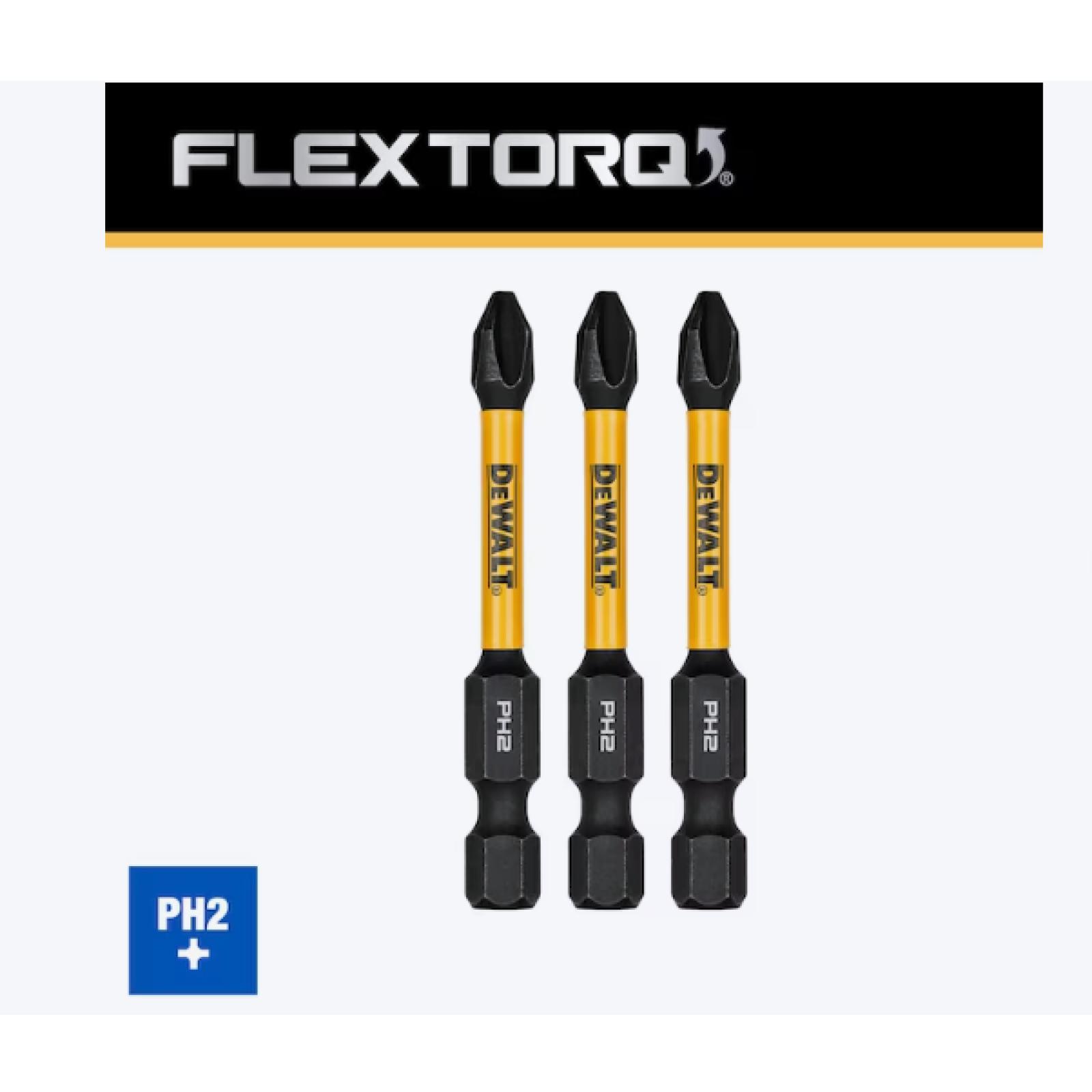 NEW! - DEWALT Flextorq 1/4-in x 2-in Phillips Impact Driver Bit (3-Piece)-  (600 UNITS)