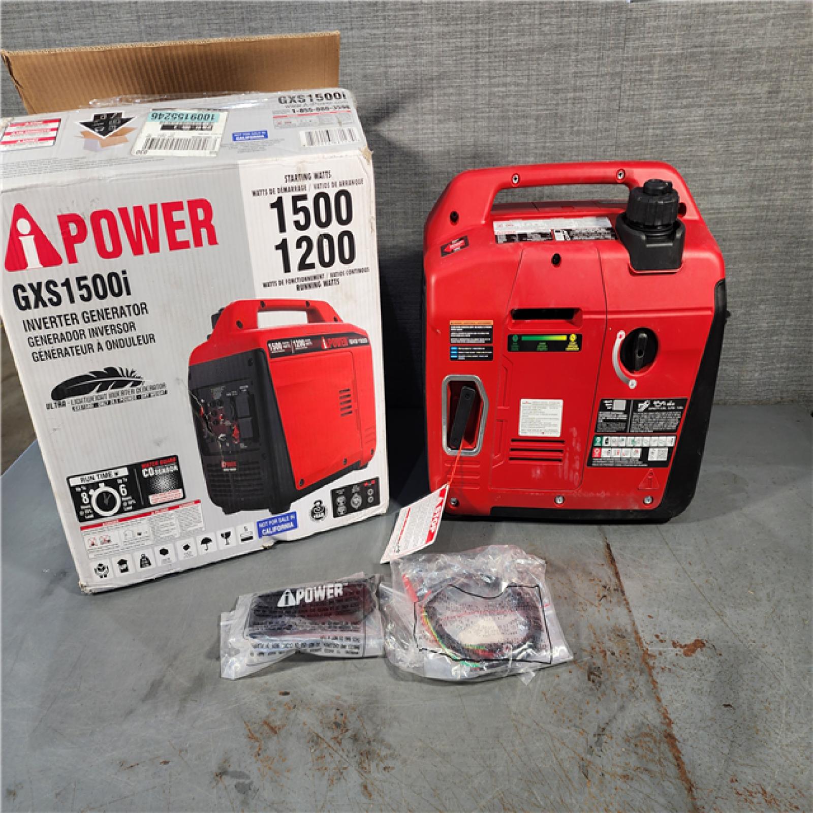 HOUSTON LOCATION - AS-IS 1500-Watt Recoil Start Gasoline Powered Ultra-Light Inverter Generator with 60cc OHV Engine and CO Sensor Shutdown