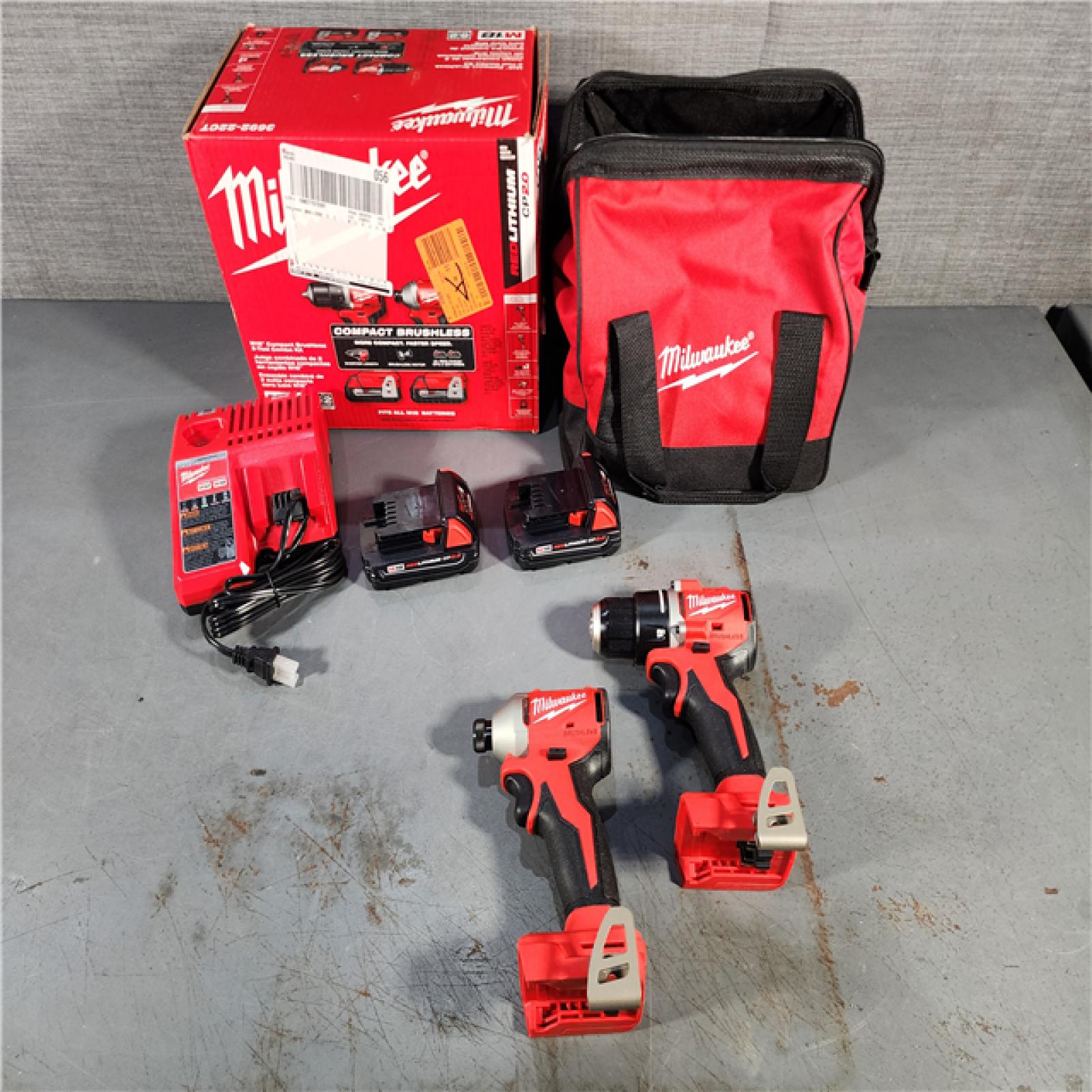 HOUSTON LOCATION - AS-IS (APPEARS LIKE NEW) Milwaukee M18 Compact Brushless 2-Tool Combo Kit