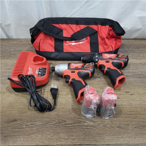 AS-IS M12 12V Lithium-Ion Cordless Drill Driver/Impact Driver Combo Kit with Two 1.5Ah Batteries, Charger and Bag (2-Tool)