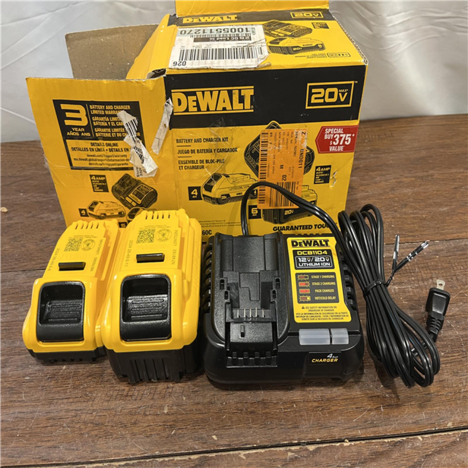 AS-ISDEWALT 20V MAX Lithium-Ion 6.0Ah and 4.0Ah Battery and Charger Starter Kit