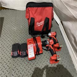 Houston location AS-IS MILWUAKEE M18 18V Lithium-Ion Brushless Cordless Compact Drill/Impact Combo Kit (2-Tool) W/(2) 2.0 Ah Batteries, Charger & Bag