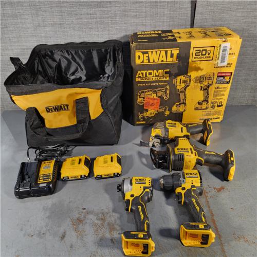 HOUSTON LOCATION - AS-IS DeWalt 20V MAX ATOMIC Cordless Brushless 4 Tool Combo Kit