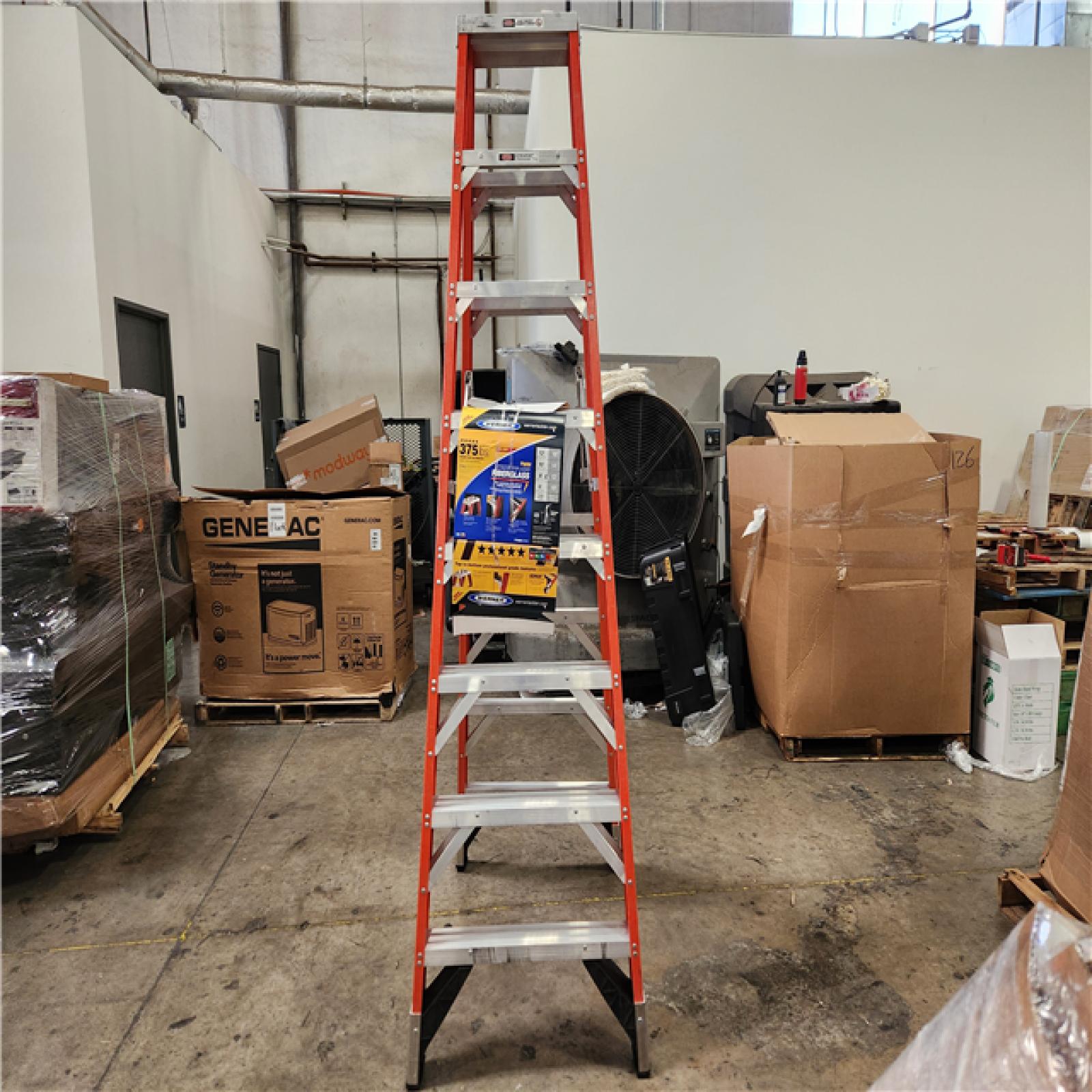 Phoenix Location Werner 8 ft. Fiberglass Twin Step Ladder with 375 lb. Load Capacity Type IAA Duty Rating