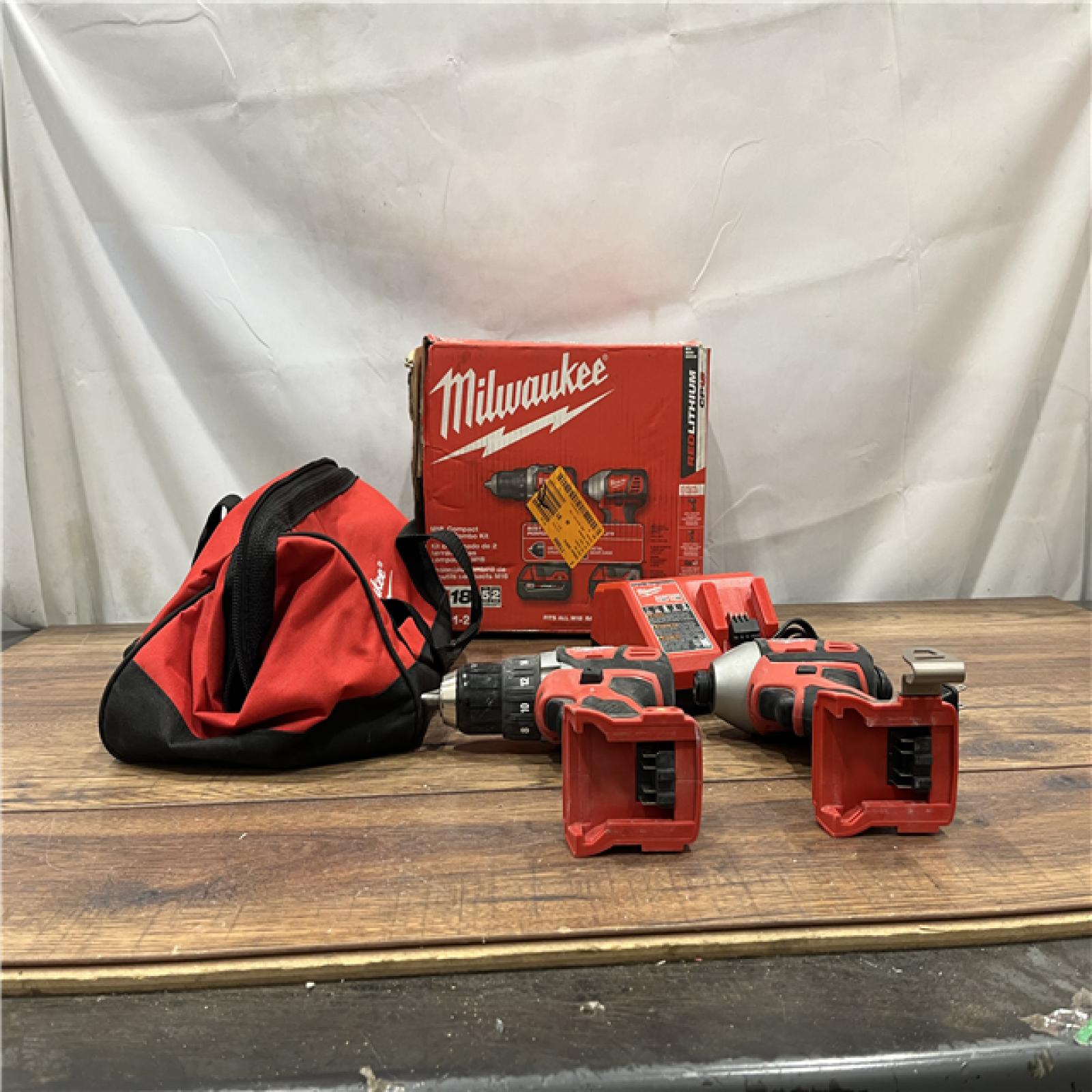 AS-IS Milwaukee M18 18V Cordless Brushed 2 Tool Drill/Driver and Impact Driver Kit ( NO BATERIES)