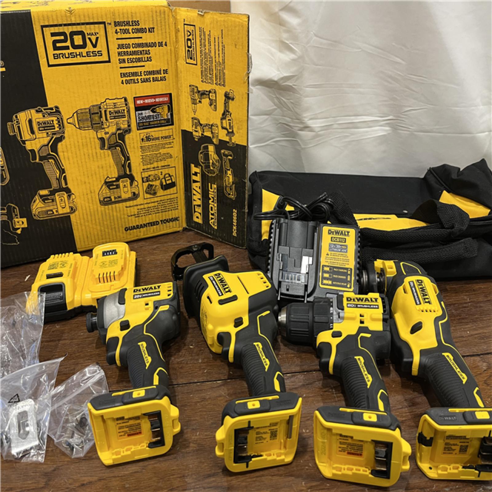 AS-ISDeWalt 20V MAX ATOMIC Cordless Brushless 4 Tool Combo Kit