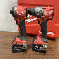 AS-ISMilwaukee M18 FUEL 18V Lithium-Ion Brushless Cordless Hammer Drill and Impact Driver Combo Kit (2-Tool) with 2 Batteries