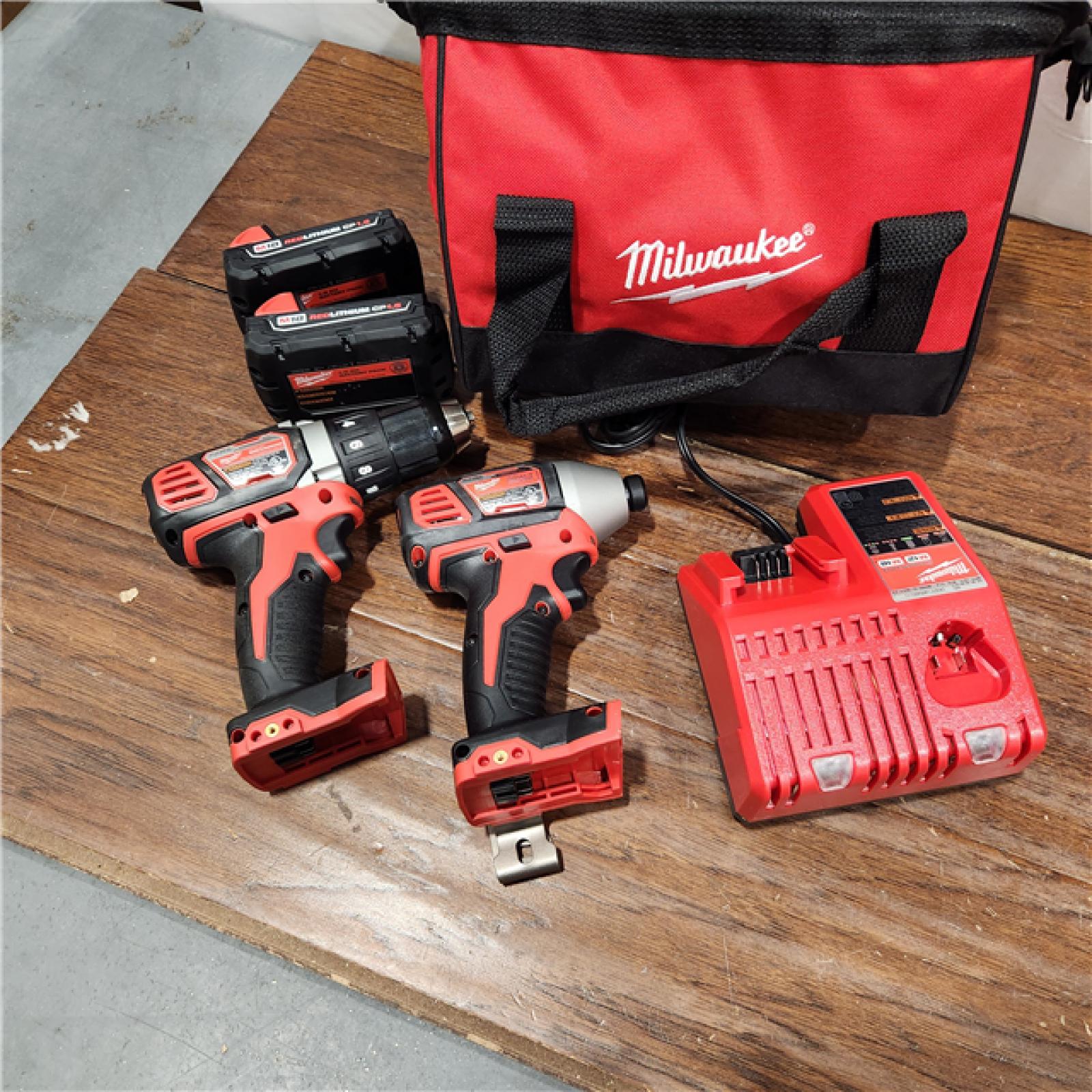 AS-IS Milwaukee M18 18V Cordless Brushed 2 Tool Drill/Driver and Impact Driver Kit