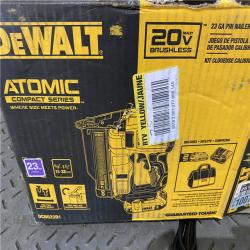 Houston location AS-IS DEWALT ATOMIC 20V MAX Lithium Ion Cordless 23 Gauge Pin Nailer Kit with 2.0Ah Battery and Charger