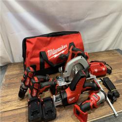 AS-IS Milwaukee M18 18-Volt Lithium-Ion Cordless Combo Tool Kit (5-Tool) with (1) 3.0Ah and (1) 1.5Ah Battery, (1) Charger, (1) Tool Bag