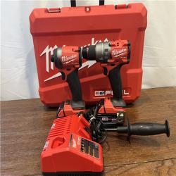 AS-ISMilwaukee M18 FUEL 18V Lithium-Ion Brushless Cordless Hammer Drill and Impact Driver Combo Kit (2-Tool) with 2 Batteries