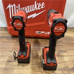 AS IS Milwaukee M18 FUEL 18V Lithium-Ion Brushless Cordless Hammer Drill and Impact Driver Combo Kit (2-Tool) with 2 Batteries