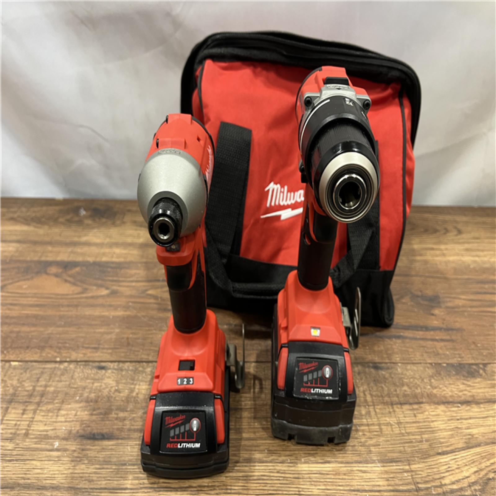 AS IS M18 18-Volt Lithium-Ion Brushless Cordless Compact Hammer Drill/Impact Combo Kit (2-Tool) with (2) Batteries, Bag