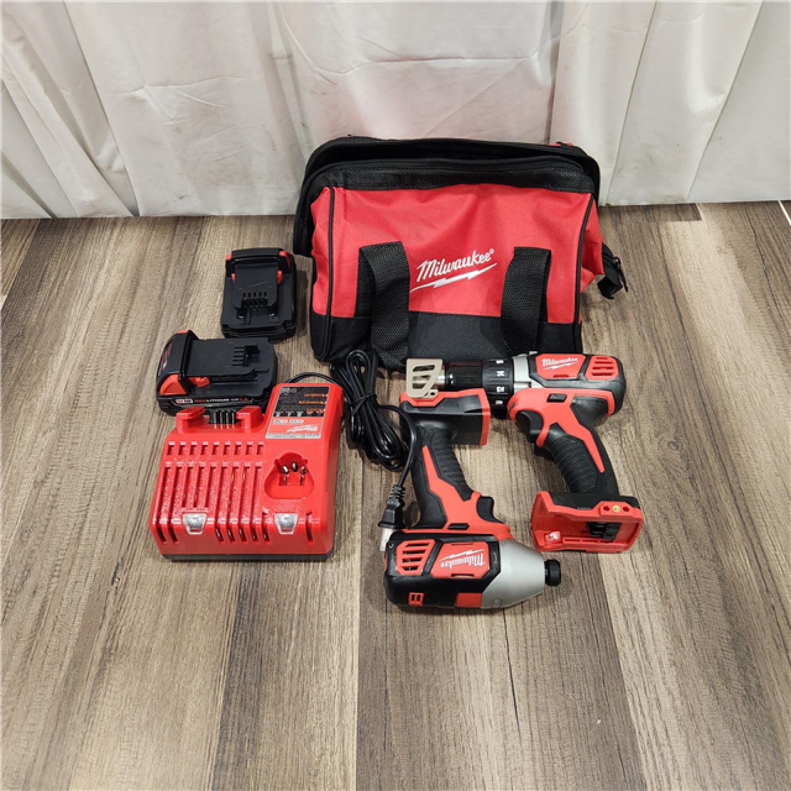 AS IS Milwaukee M18 18V Cordless Brushed 2 Tool Drill/Driver and Impact Driver Kit