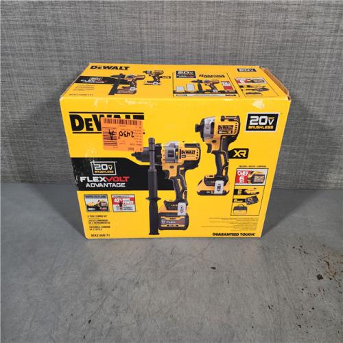 HOUSTON LOCATION - AS-IS (APPEARS LIKE NEW) DEWALT 20V MAX Cordless Brushless Hammer Drill/Driver 2 Tool Combo Kit with FLEXVOLT ADVANTAGE