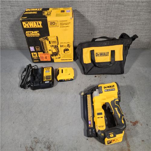 HOUSTON LOCATION - AS-IS DEWALT ATOMIC 20V MAX Lithium Ion Cordless 23 Gauge Pin Nailer Kit with 2.0Ah Battery and Charger