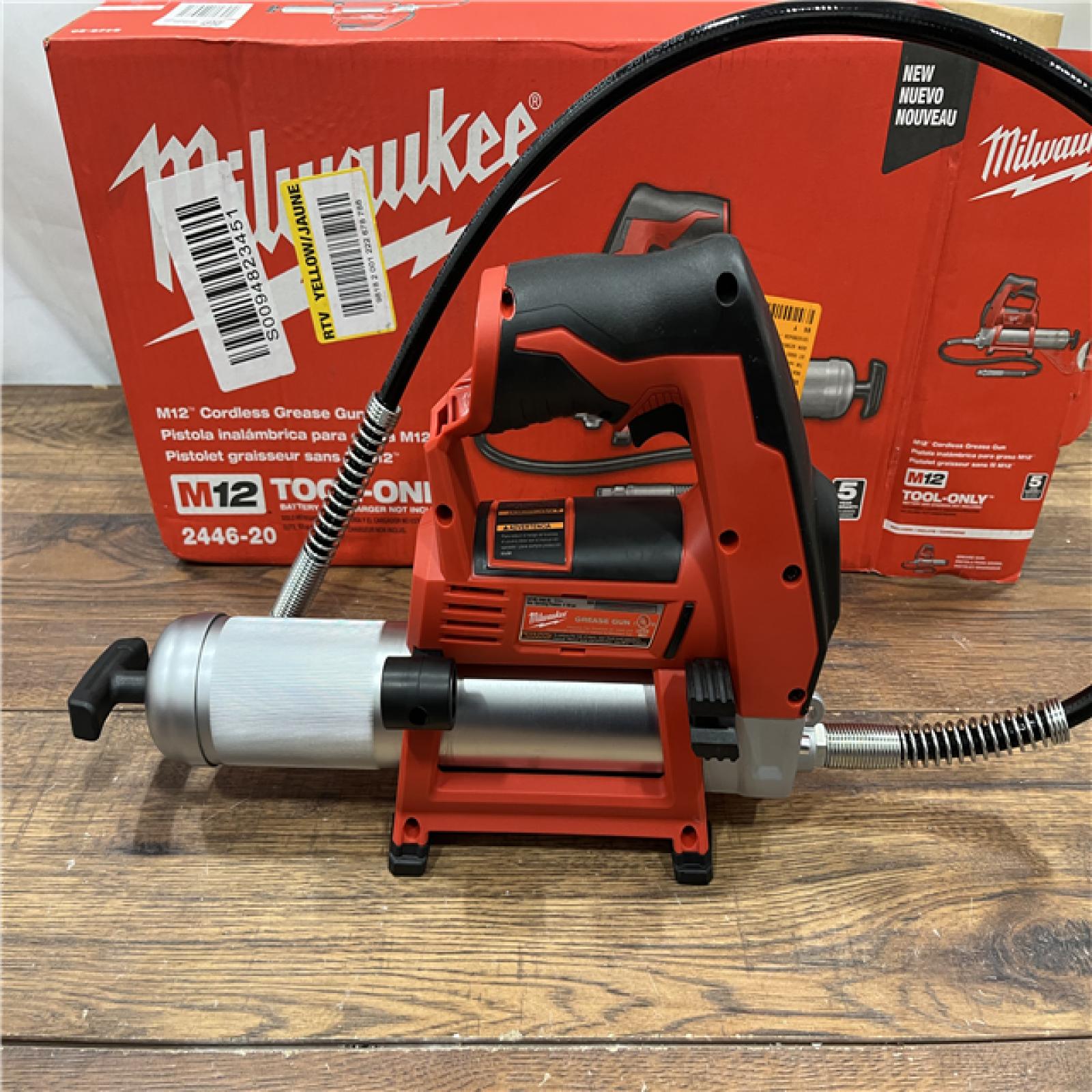 AS IS Milwaukee 2446-20 M12 12V Cordless Grease Gun (Tool Only)