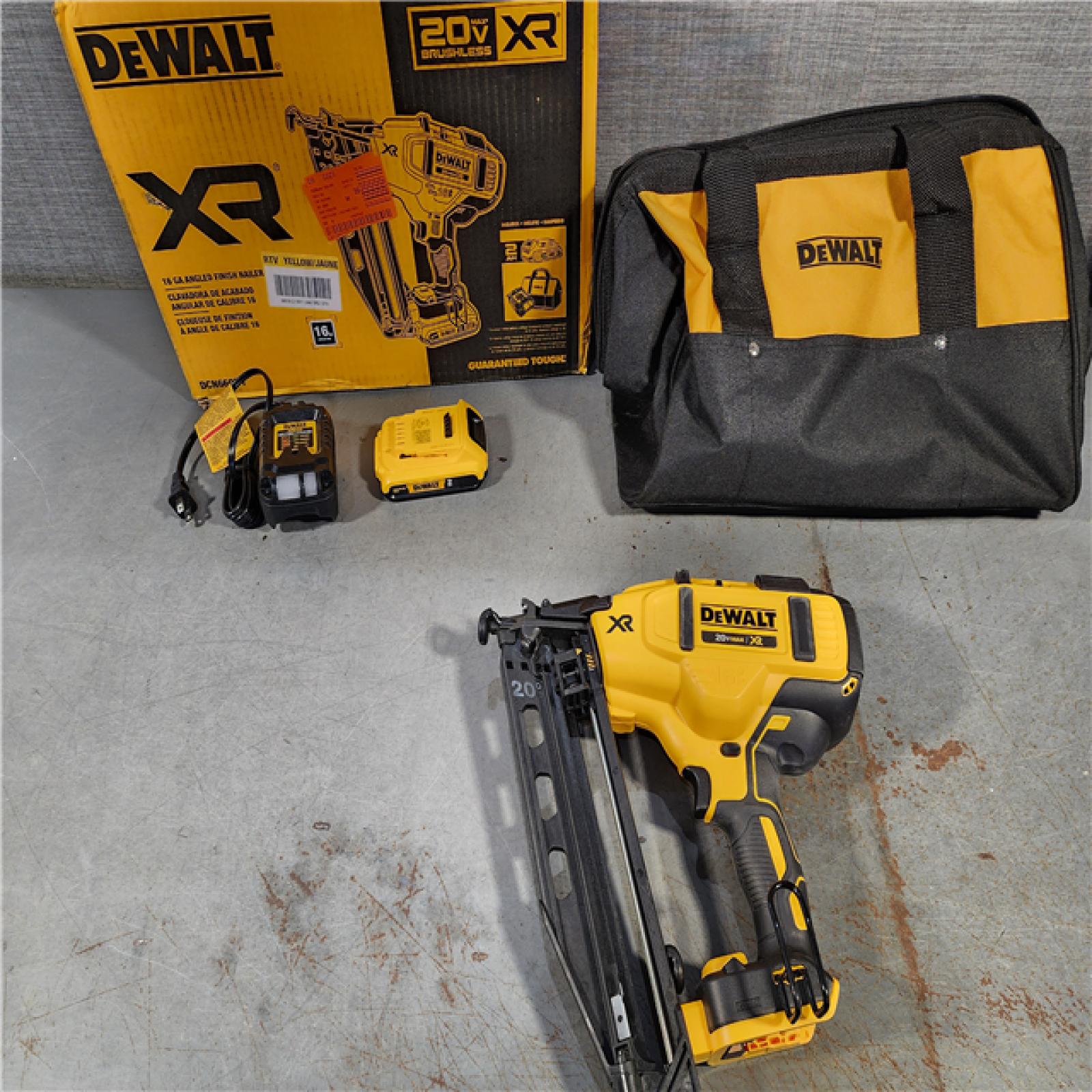 HOUSTON LOCATION - AS-IS DeWalt DCN660D1 20V 16 Gauge Cordless Angled Finish Nailer Kit W/ 2Ah Battery