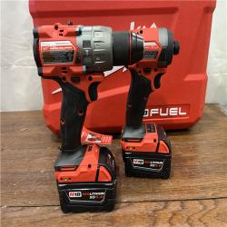 AS-ISMilwaukee M18 FUEL 18V Lithium-Ion Brushless Cordless Hammer Drill and Impact Driver Combo Kit (2-Tool) with 2 Batteries