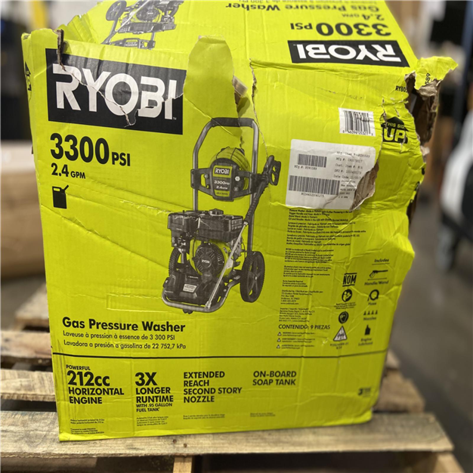 AS-IS - RYOBI 3300 PSI 2.4 GPM Cold Water Gas Pressure Washer with 212cc Engine