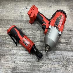 AS-IS MILWAUKEE M12/M18 12/18V Lithium-Ion Cordless 3/8 in. Ratchet and 1/2 in. High Torque Impact Wrench with Friction Ring Combo Kit