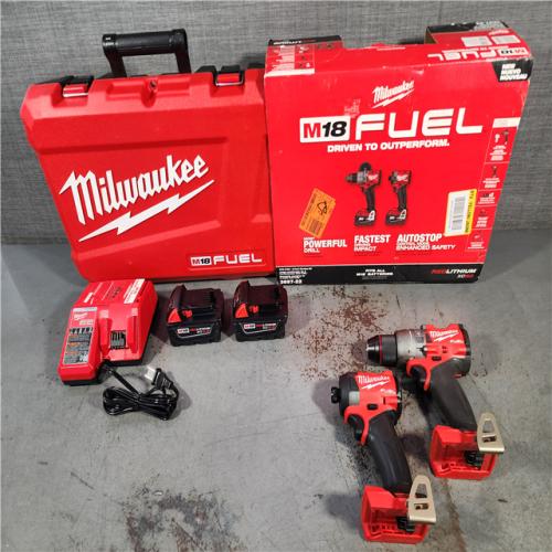 HOUSTON LOCATION - AS-IS (APPEARS LIKE NEW) Milwaukee M18 FUEL 18V Lithium-Ion Brushless Cordless Hammer Drill and Impact Driver Combo Kit (2-Tool) with 2 Batteries