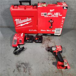 HOUSTON LOCATION - AS-IS (APPEARS LIKE NEW) Milwaukee 2904-22 Hammer Drill Driver Kit with Batteries  Charger & Tool Case  Red