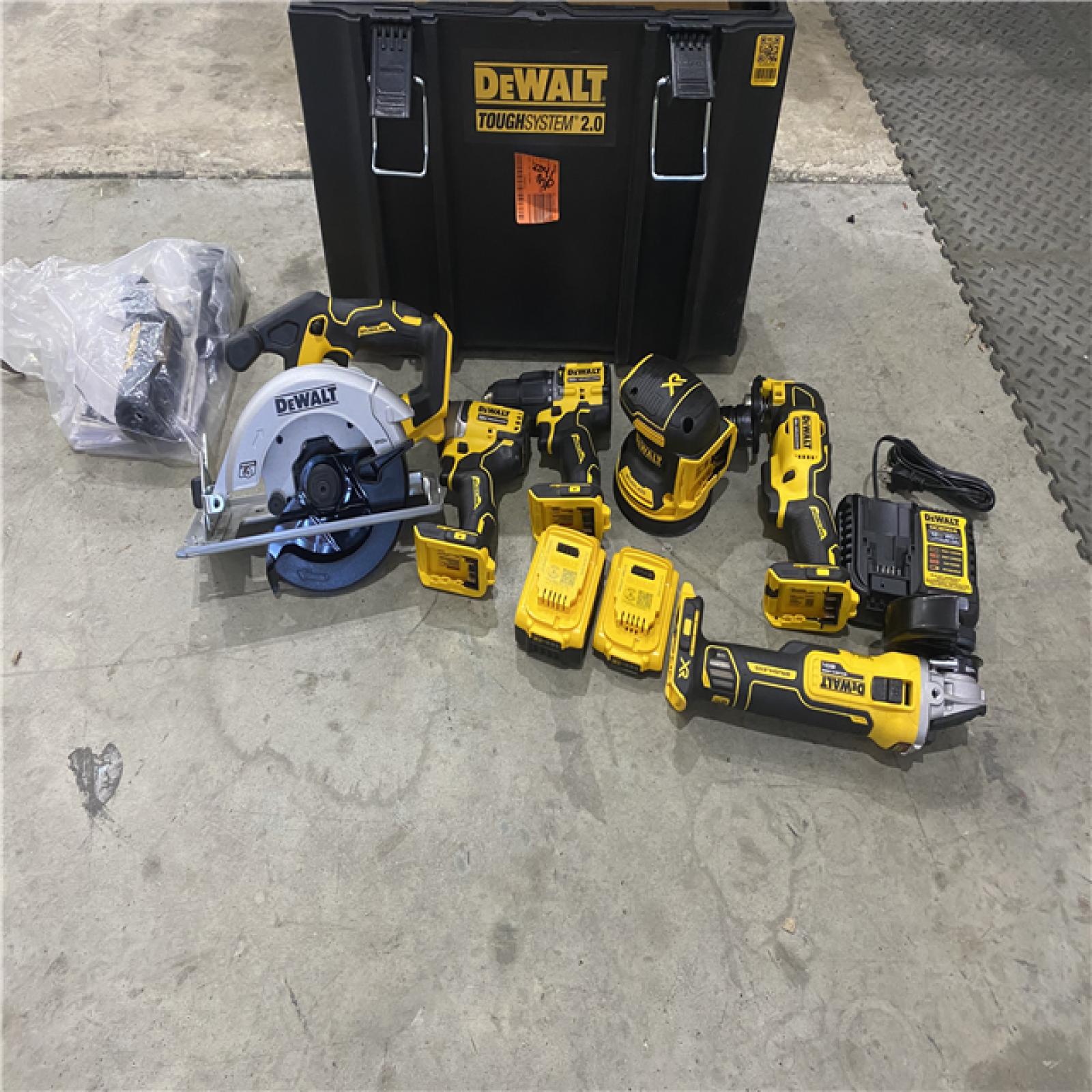 Houston location AS-IS DEWALT 20-Volt MAX Lithium-Ion Cordless Combo Kit with Tough System Case (4-Tool) 2.0 Ah 2 Batteries and Charger