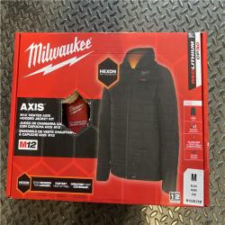 NEW! - Milwaukee Men's Medium M12 12V Lithium-Ion Cordless AXIS Black Heated Jacket Kit with (1) 3.0 Ah Battery and Charger