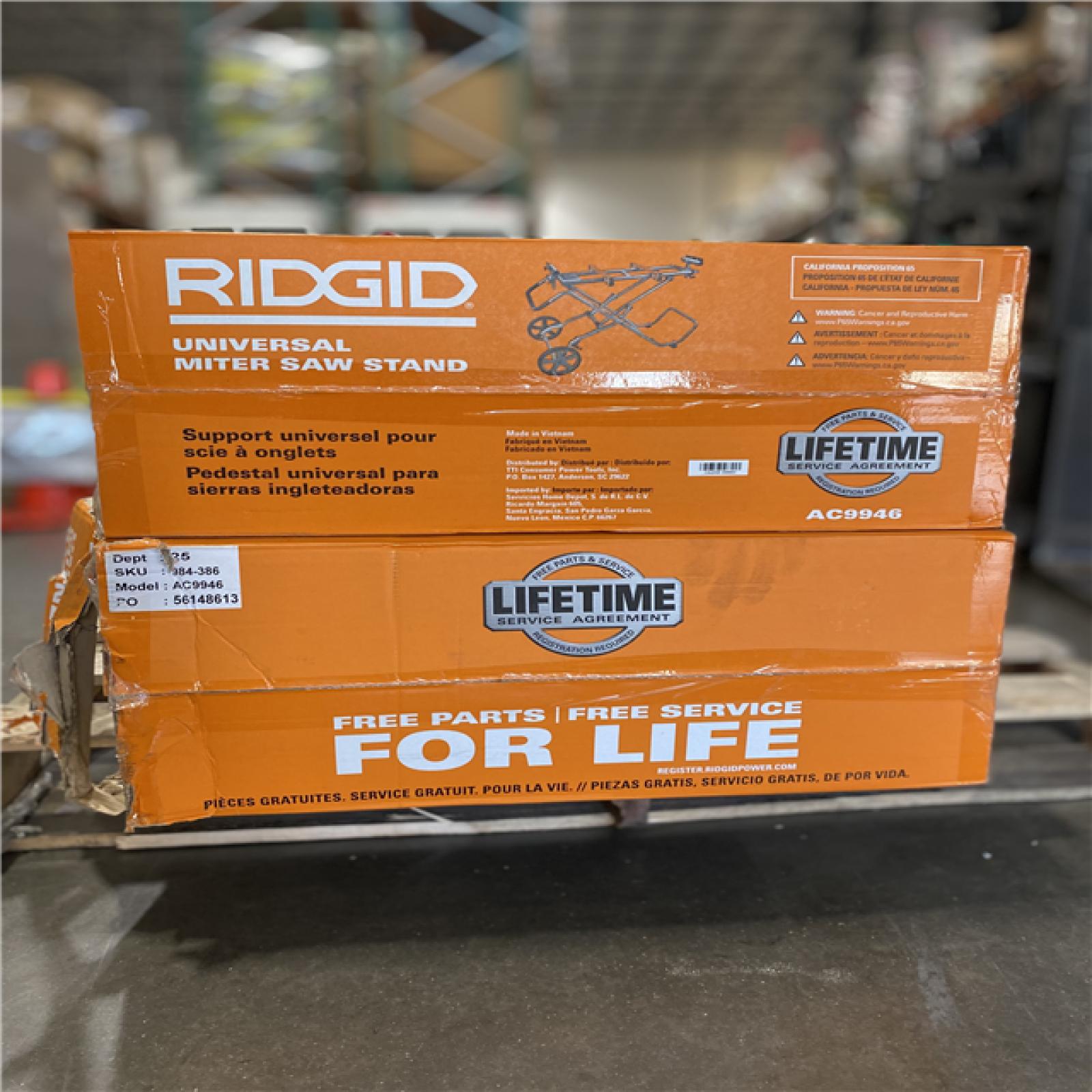 DALLAS LOCATION - RIDGID Foldable Mobile Miter Saw Stand with Mounting Braces- (2 UNITS)