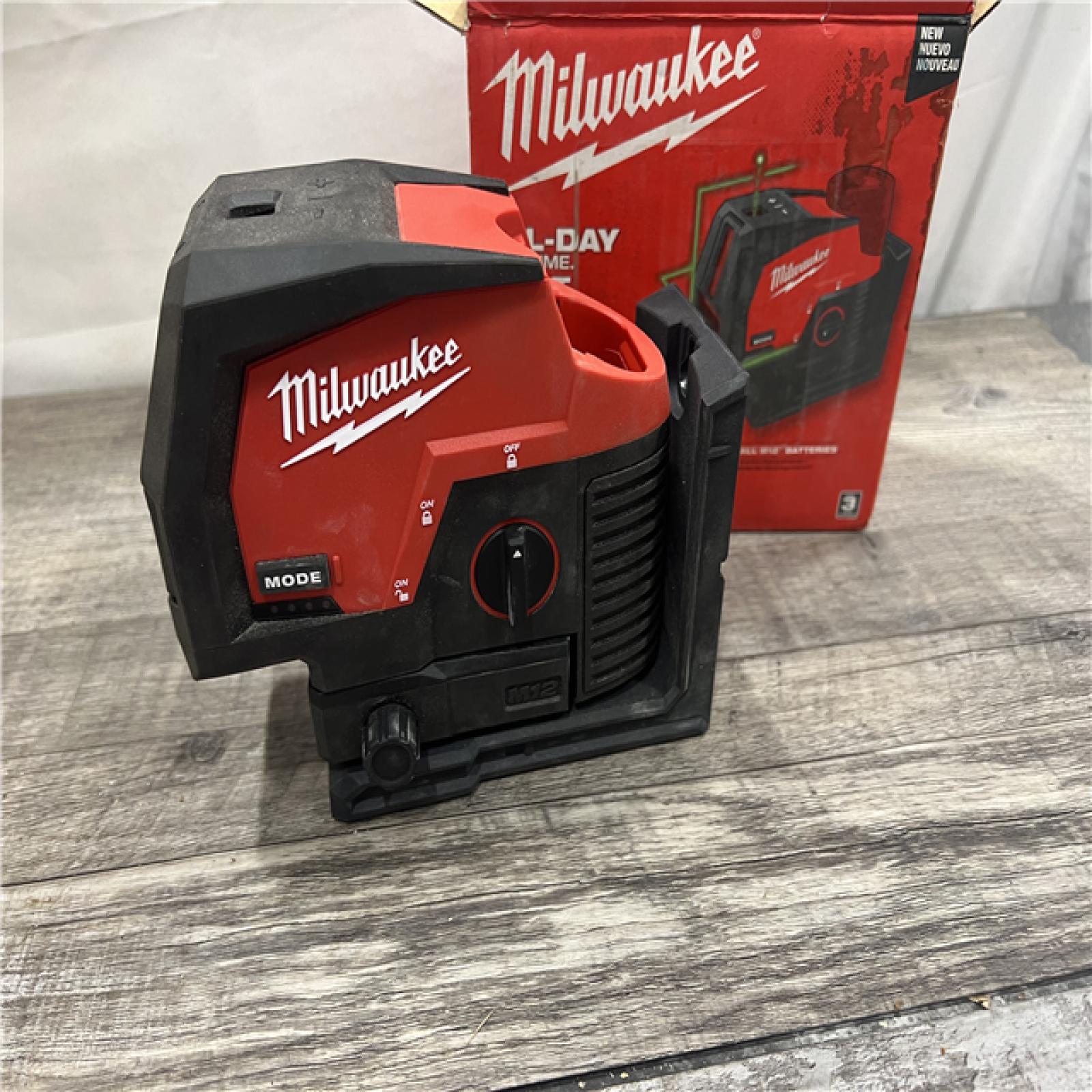 AS-IS MILWAUKEE M12 12-Volt Lithium-Ion Cordless Green 125 Ft. Cross Line and Plumb Points Laser Level (Tool-Only)